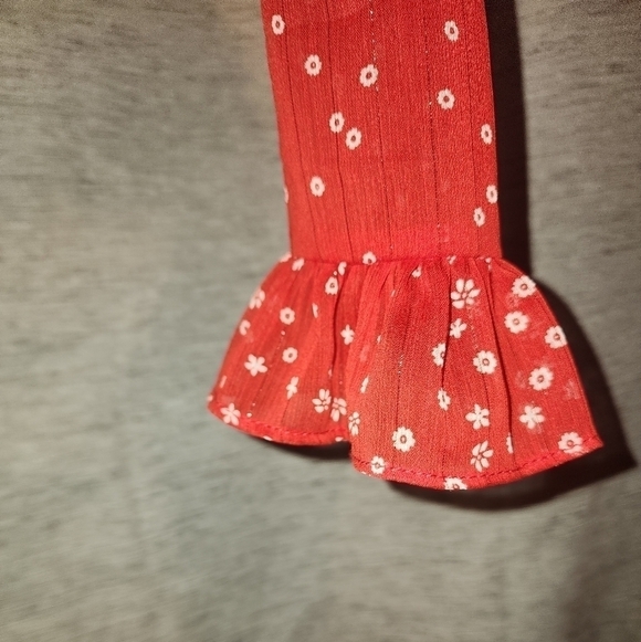 Mi Ami Small Red/white/Shimmer Sheer Overlay & Sleeves Ruffle - Picture 2 of 6